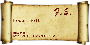 Fodor Solt névjegykártya